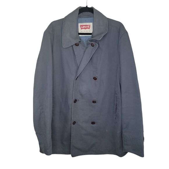 Levi's Men's Gray double-breasted peacoat jacket size XXL - Picture 1 of 7